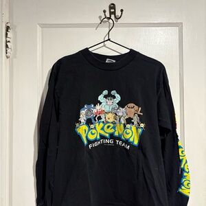 Pokemon Black Long Sleeve 'Fighting Team' Graphic Tee